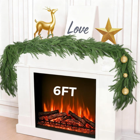 Escrio front view of 6 ft garland showing full length and shape for instant decor