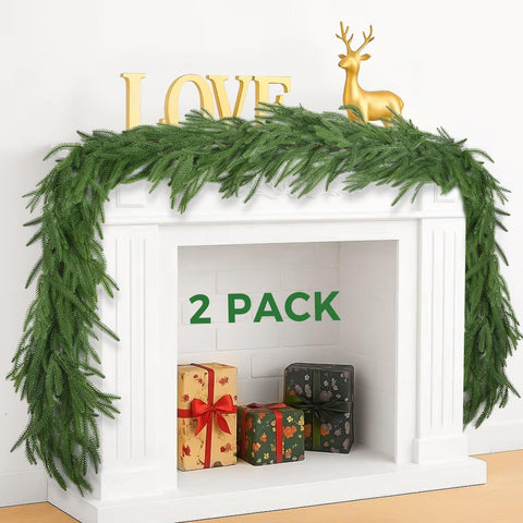 Escrio front view of two 9ft garlands showing full packaged set and length benefit
