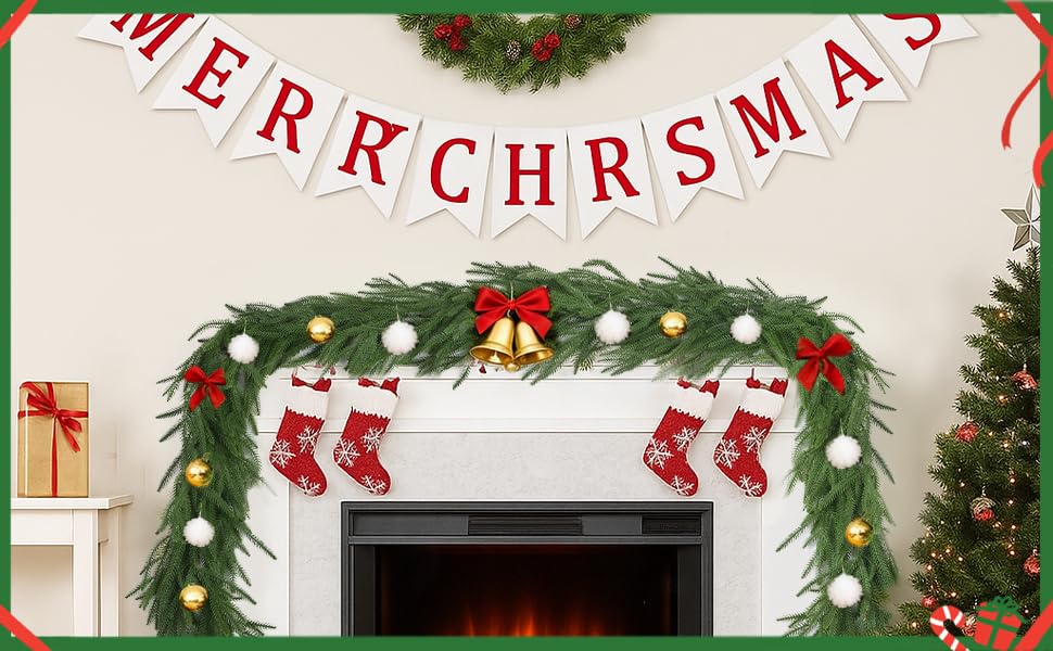 Escrio garland on covered porch demonstrating outdoor-ready decorative appeal