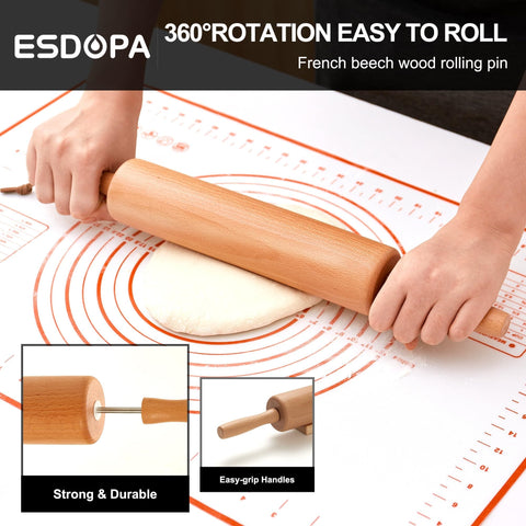 ESDOPA close-up of beech wood grain highlighting smooth hand-polished surface for less sticking