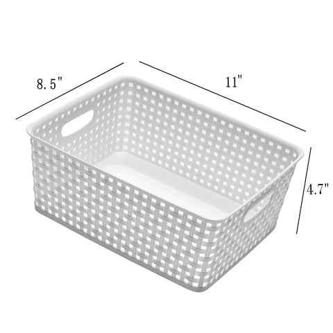 Eslite basket on vanity holding cosmetics for tidy, accessible storage