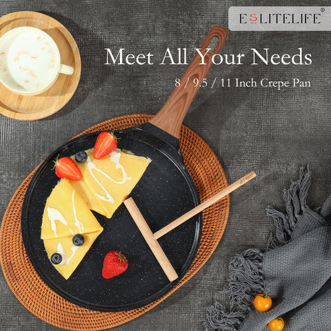 ESLITE LIFE breakfast setup with crepes and toppings showing versatile everyday use