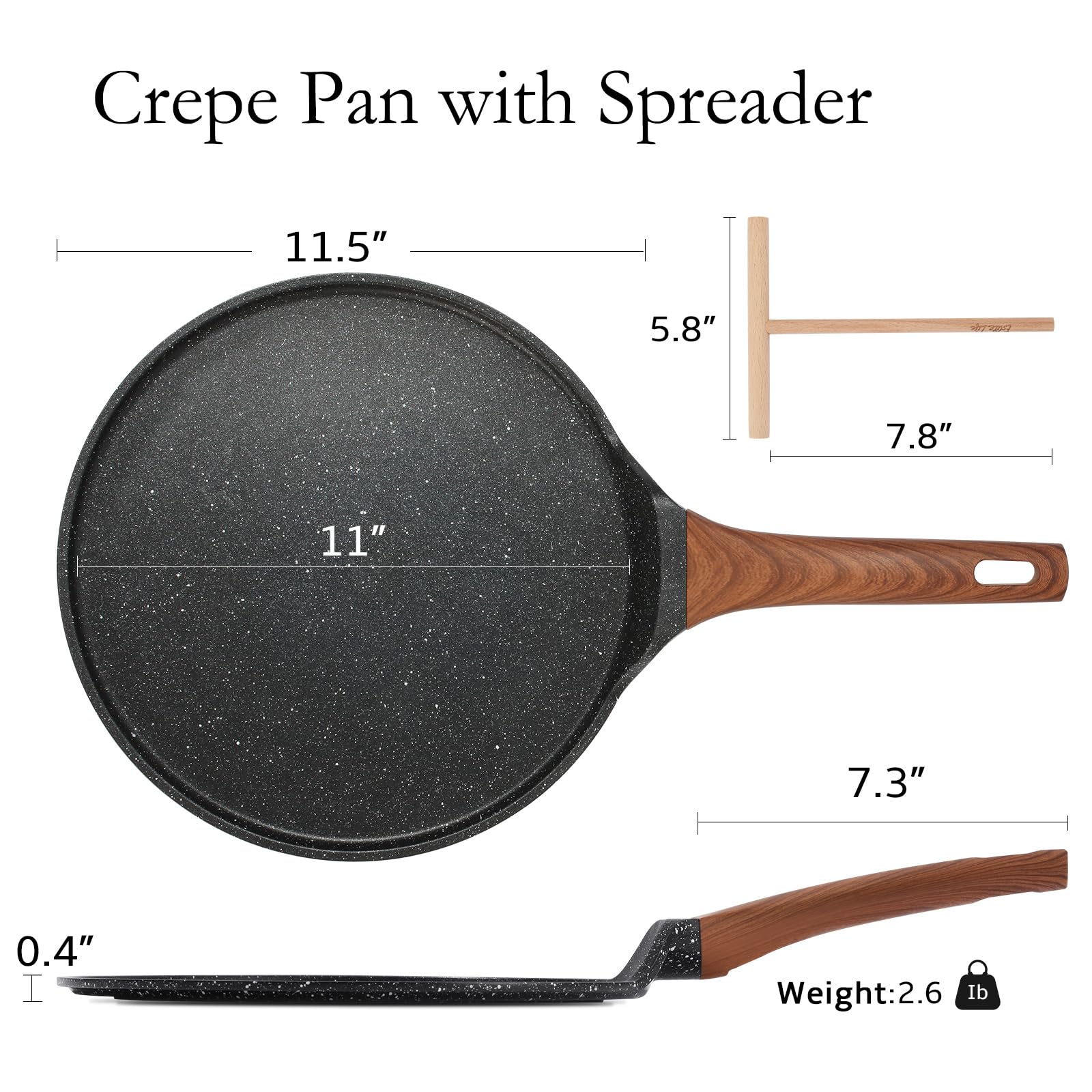 ESLITE LIFE pan with spreader and stay-cool bakelite handle for safe comfortable grip