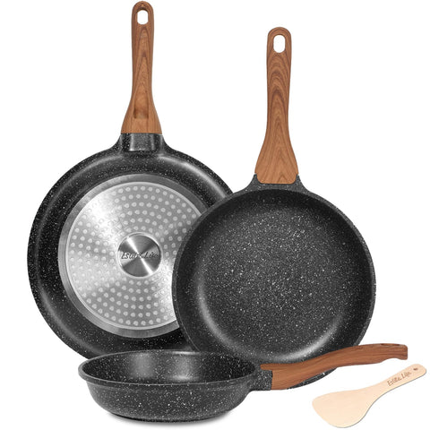ESLITE LIFE front packaging showing the nonstick pan set and key benefits