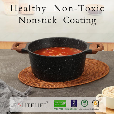 ESLITE LIFE ceramic nonstick interior texture close-up for easy cleanup benefit