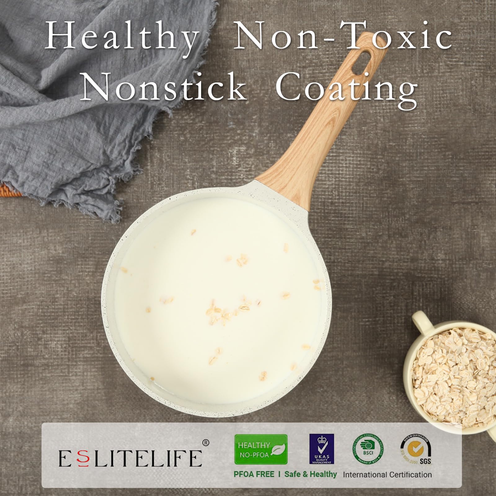 ESLITE LIFE bakelite handle close-up for cool touch and comfortable grip benefit