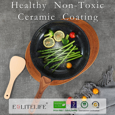 ESLITE LIFE tempered glass lid detail showing steam vent and visibility benefits
