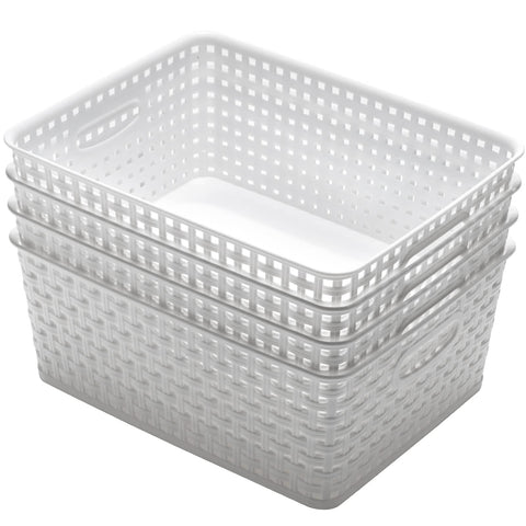 Eslite pantry shelf with baskets organizing packets and jars for neat display