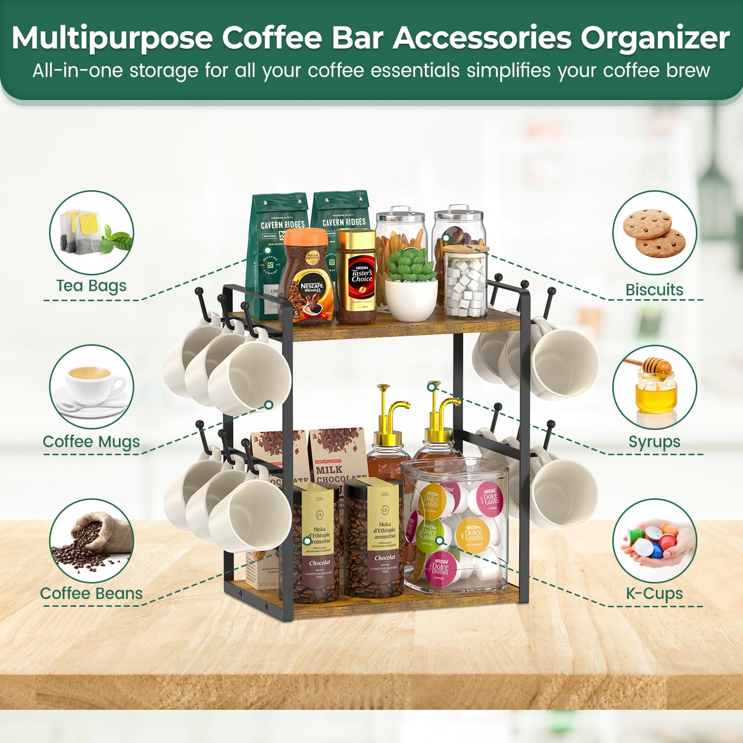 EsLuker.ly hooks holding various mugs for easy-access benefit