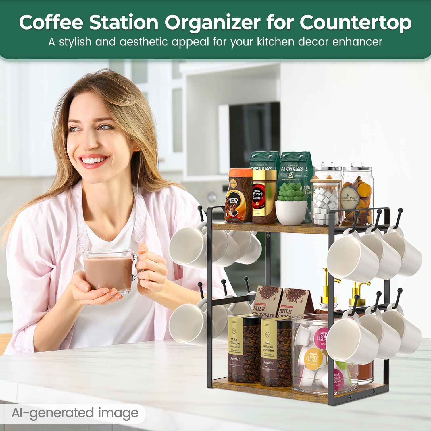 EsLuker.ly styled coffee nook showcasing elegant organization benefit