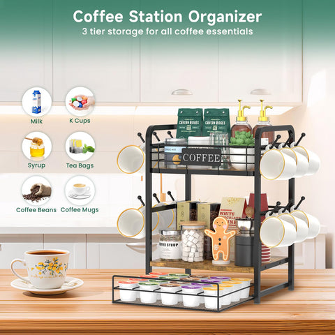EsLuker.ly mug hooks loaded with varied mugs for quick-access and tidy display