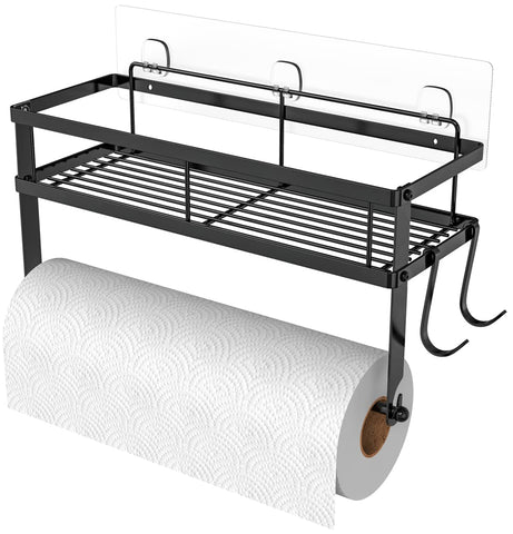 ESOW front view of wall-mounted towel holder showing shelf and roll — space-saving