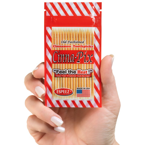 Espeez opened small pack with about 15 toothpicks visible for easy access