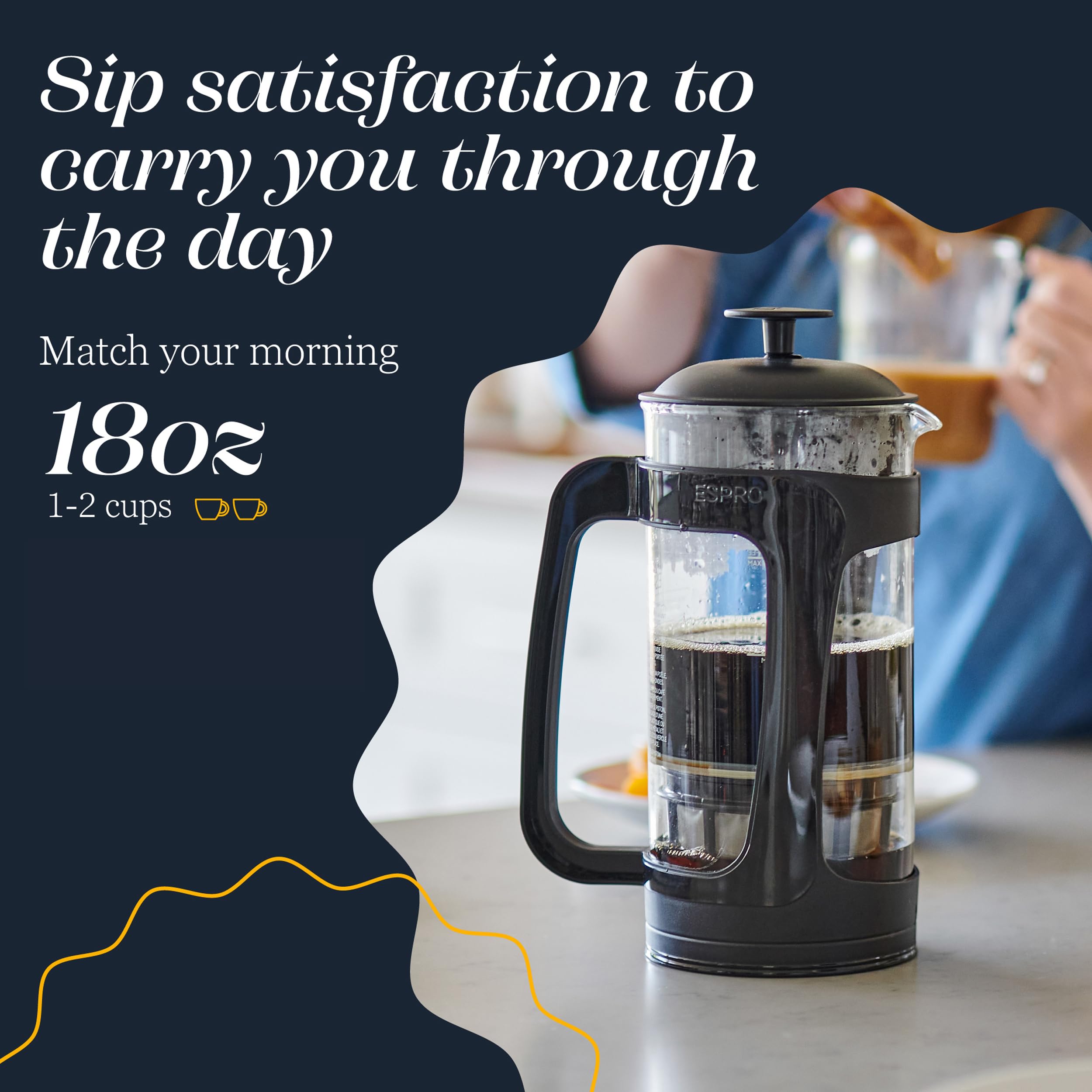 ESPRO P3 borosilicate carafe image emphasizing thicker glass for better heat retention