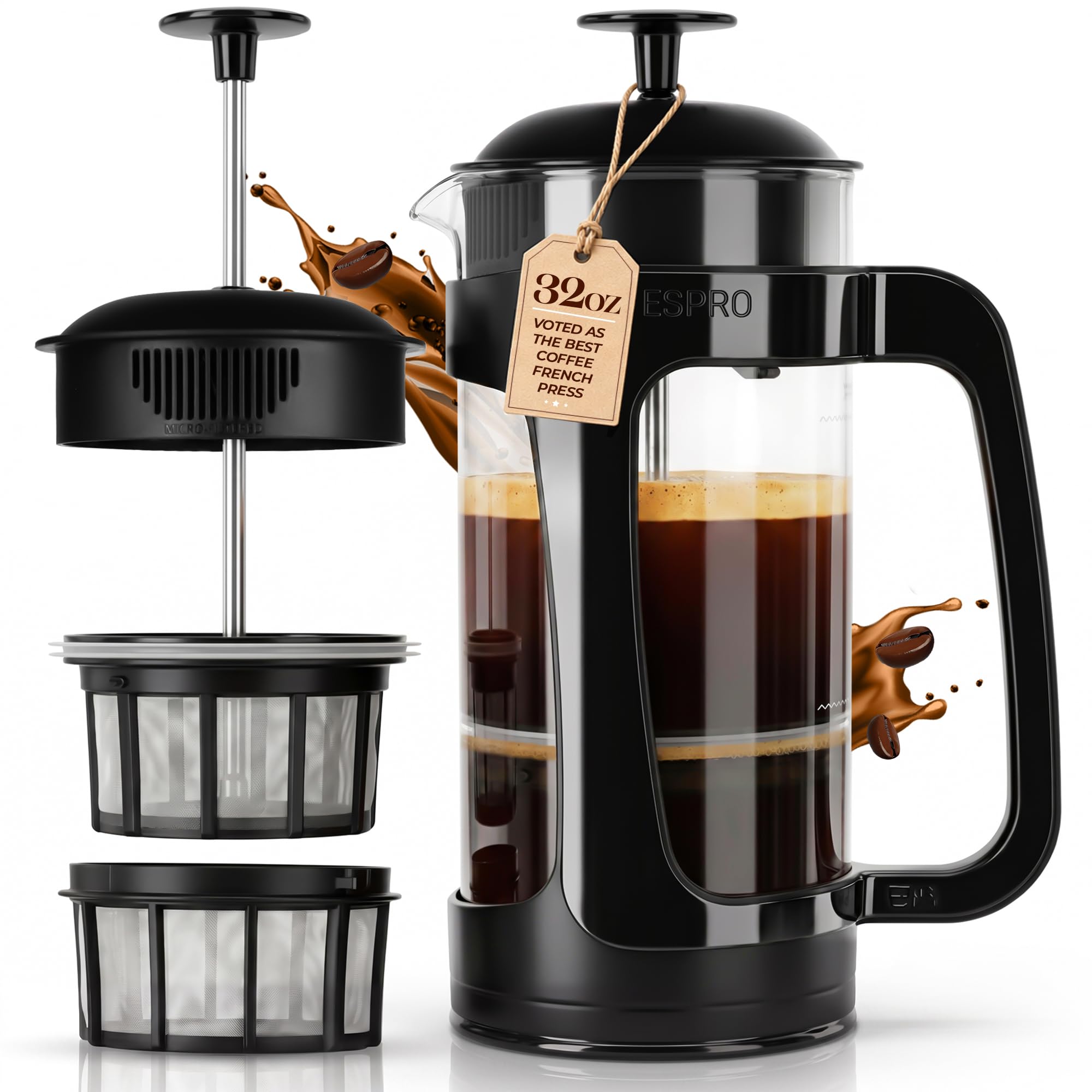 ESPRO P3 front view showing sleek frame and pour spout, improves controlled pouring