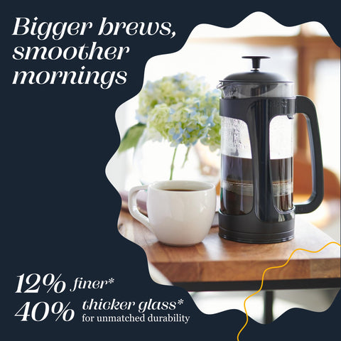 ESPRO P3 pouring coffee into mug illustrating clean, sediment-free pour and convenience