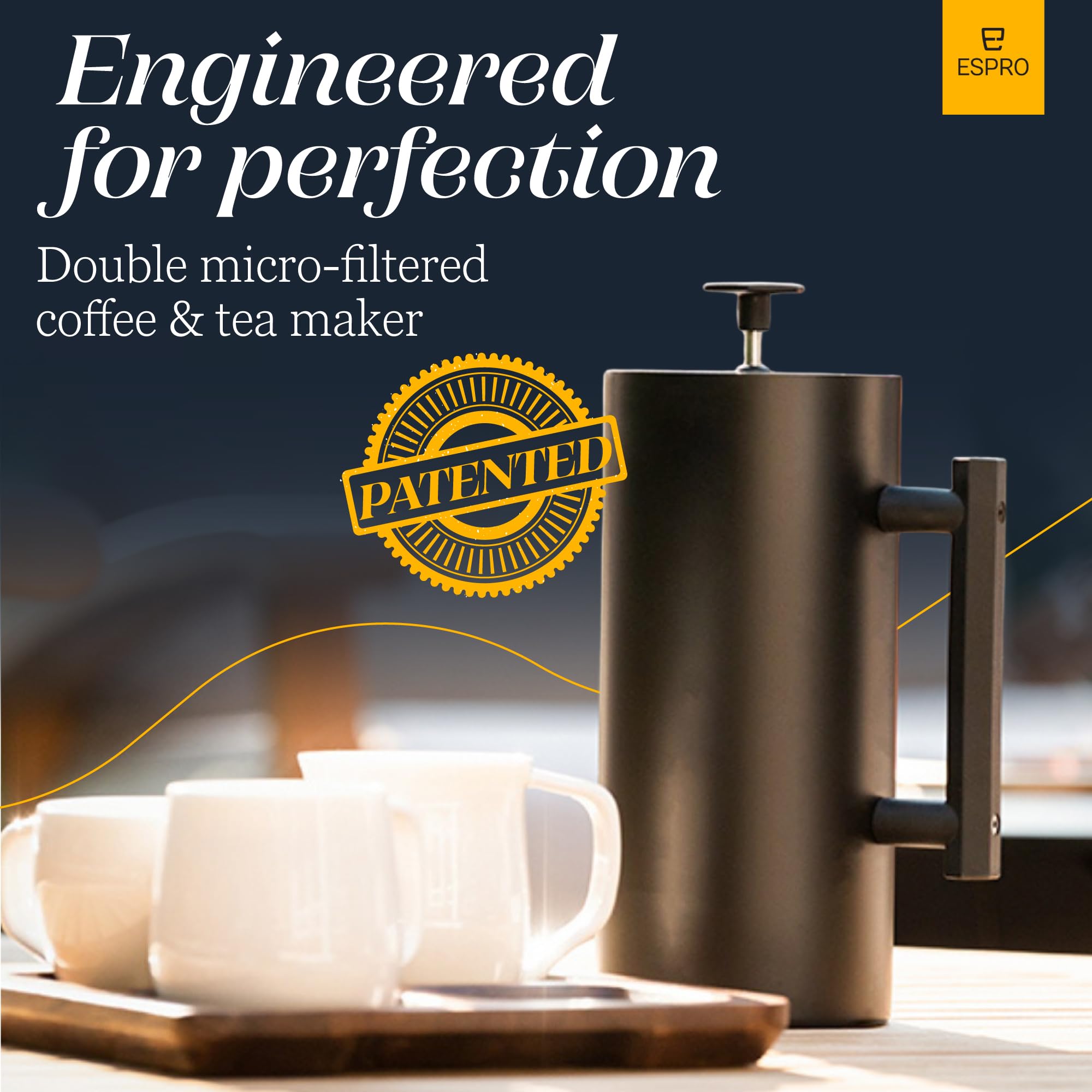ESPRO P6 double micro-filter assembly closeup capturing grit-free brewing benefit