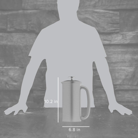 ESPRO P7 angled profile with handle and lid highlighting ergonomic pouring benefit