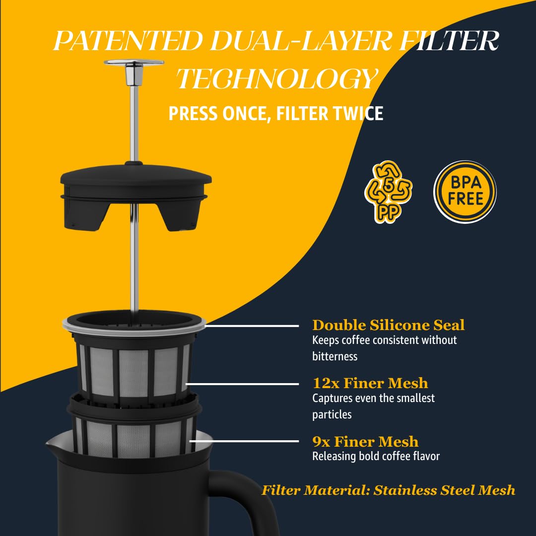 ESPRO P7 cutaway showing double‑walled insulation, keeps coffee hotter longer benefit