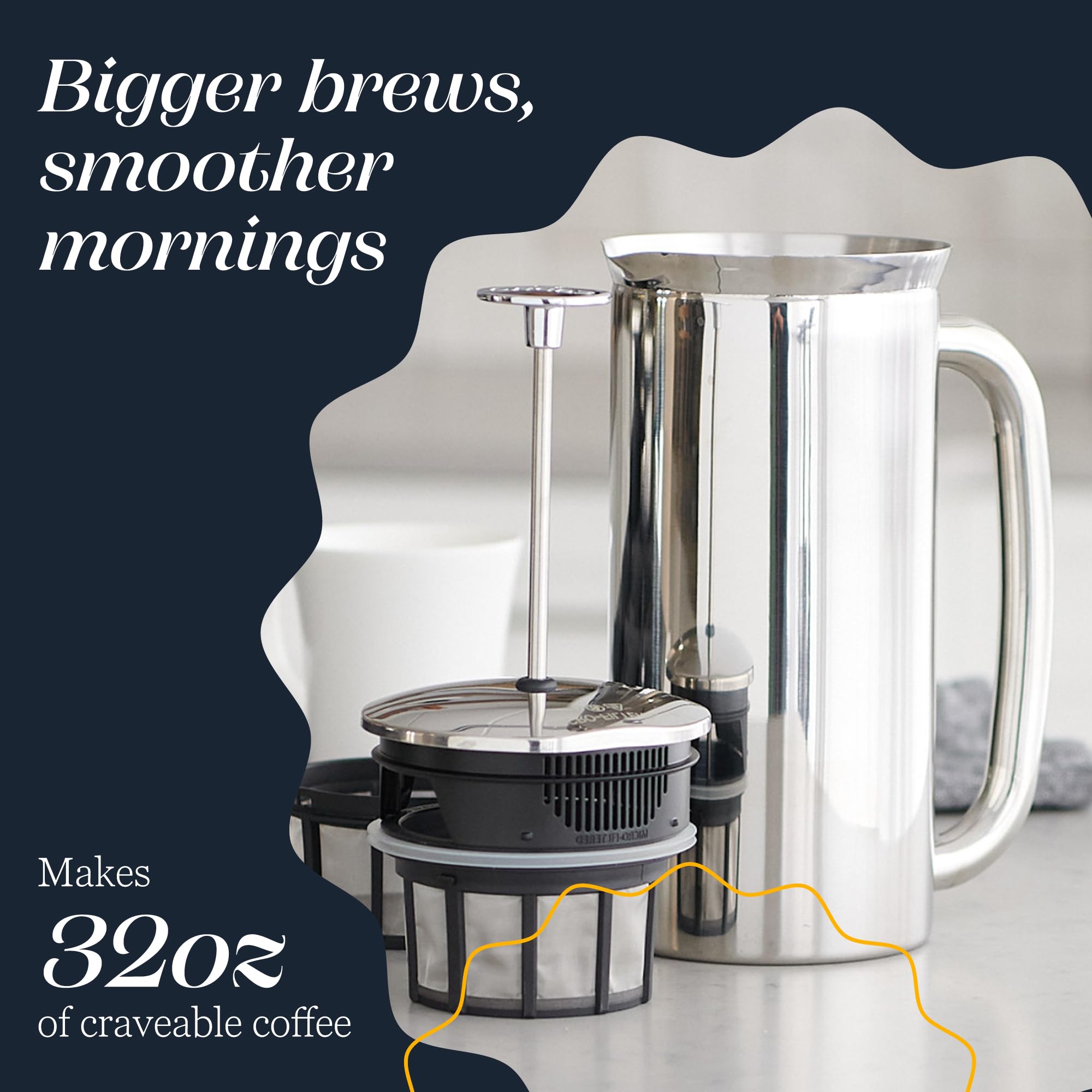 ESPRO P7 pouring coffee into cup demonstrating use benefit: steady drip-free pour