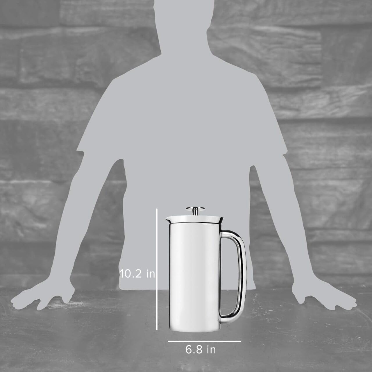 ESPRO P7 side profile with ergonomic handle showing comfortable pouring benefit: secure grip