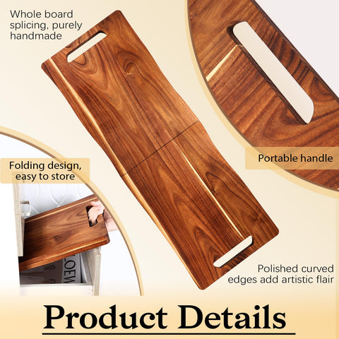 Essenya acacia wood close-up showing grain and smooth finish for easy cleaning and slicing