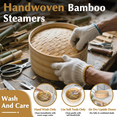 Essovee steamer on table with steamed buns and vegetables for healthy presentation