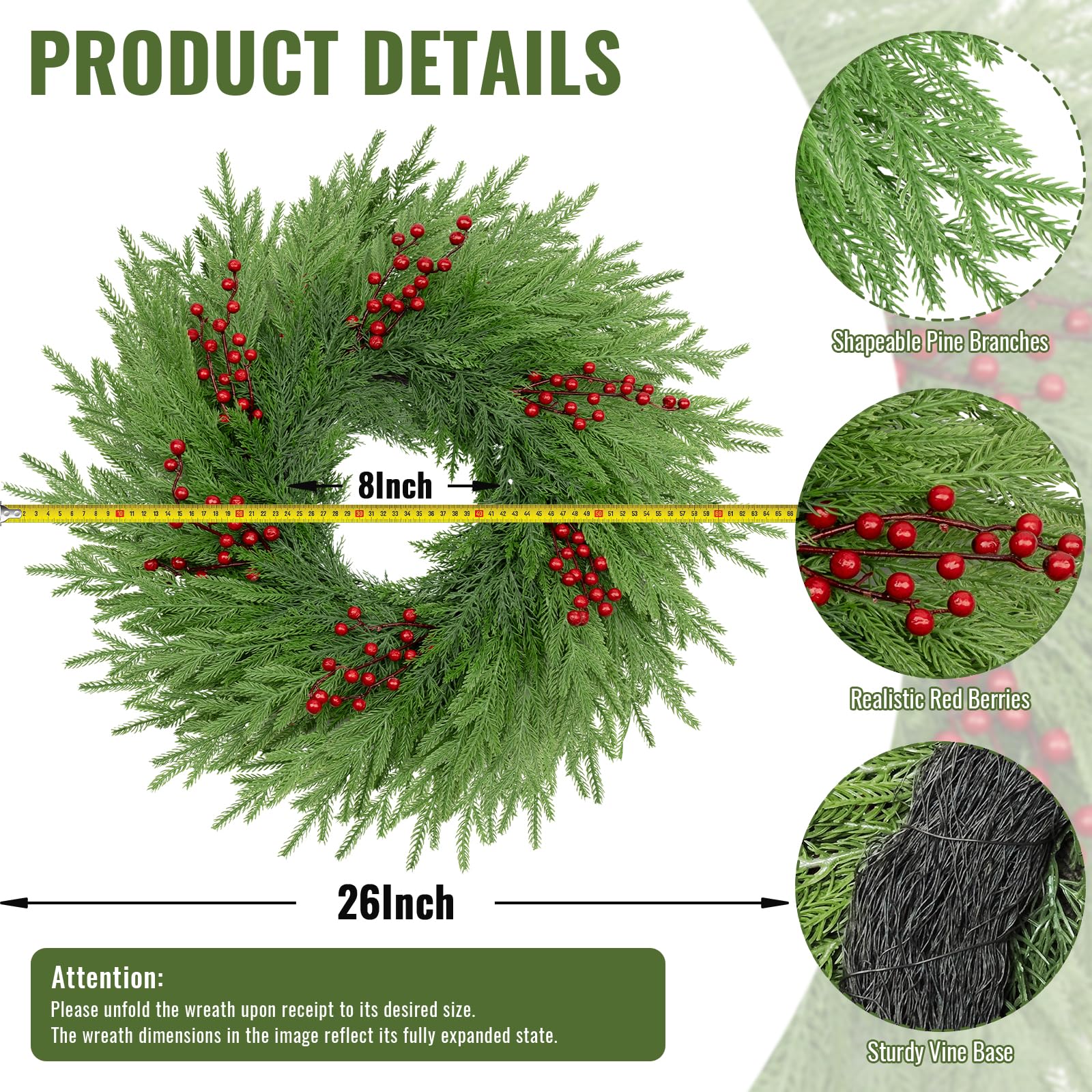 ESTABA close-up of real-touch Norfolk pine needles for authentic texture