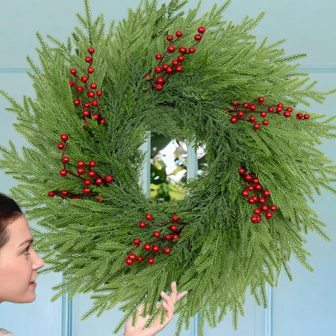 ESTABA front door wreath showing welcoming holiday curb appeal