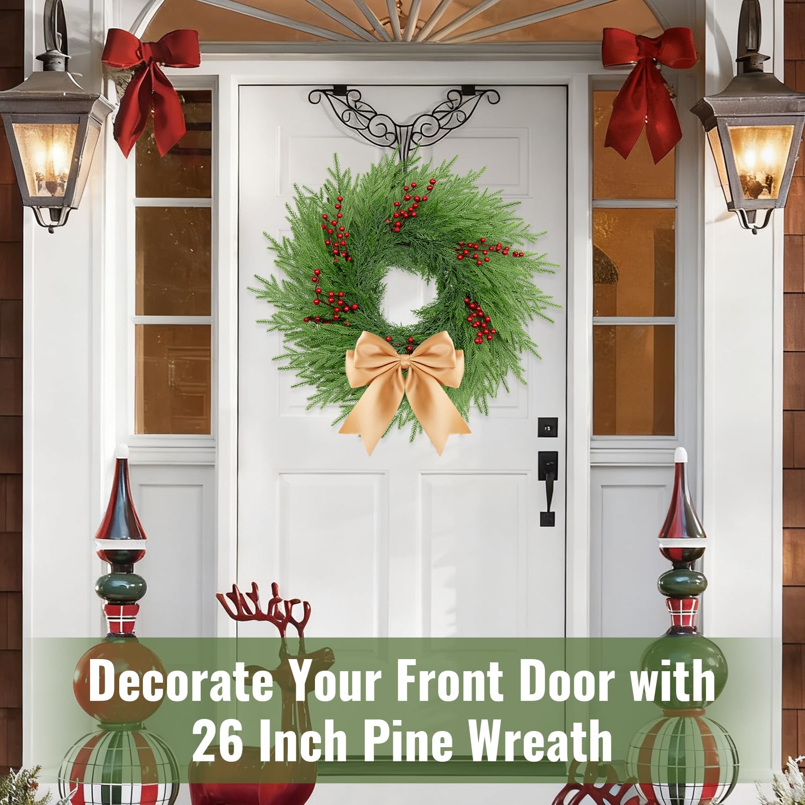 ESTABA full wreath beside a chair to show the 26-inch scale