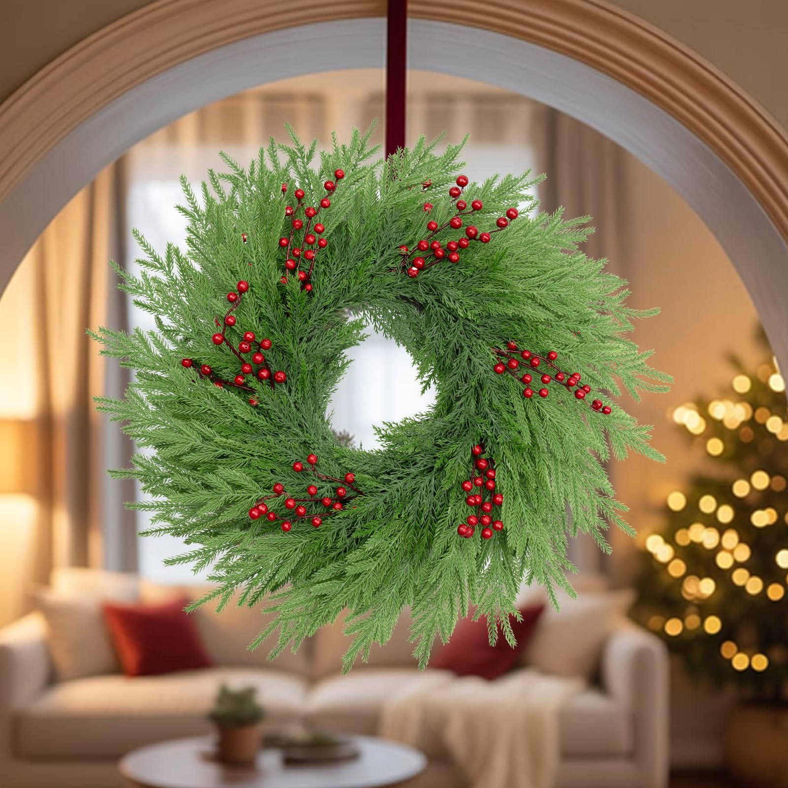 ESTABA hand fluffing branches to restore shape and fullness