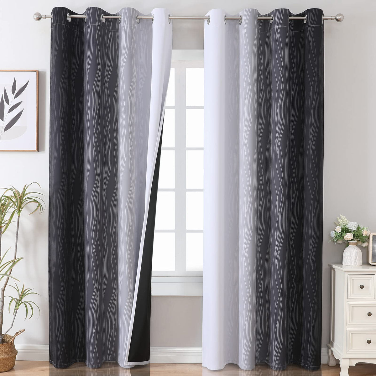 Estelar Textiler front view of ombre curtains showing modern gradient and privacy benefit