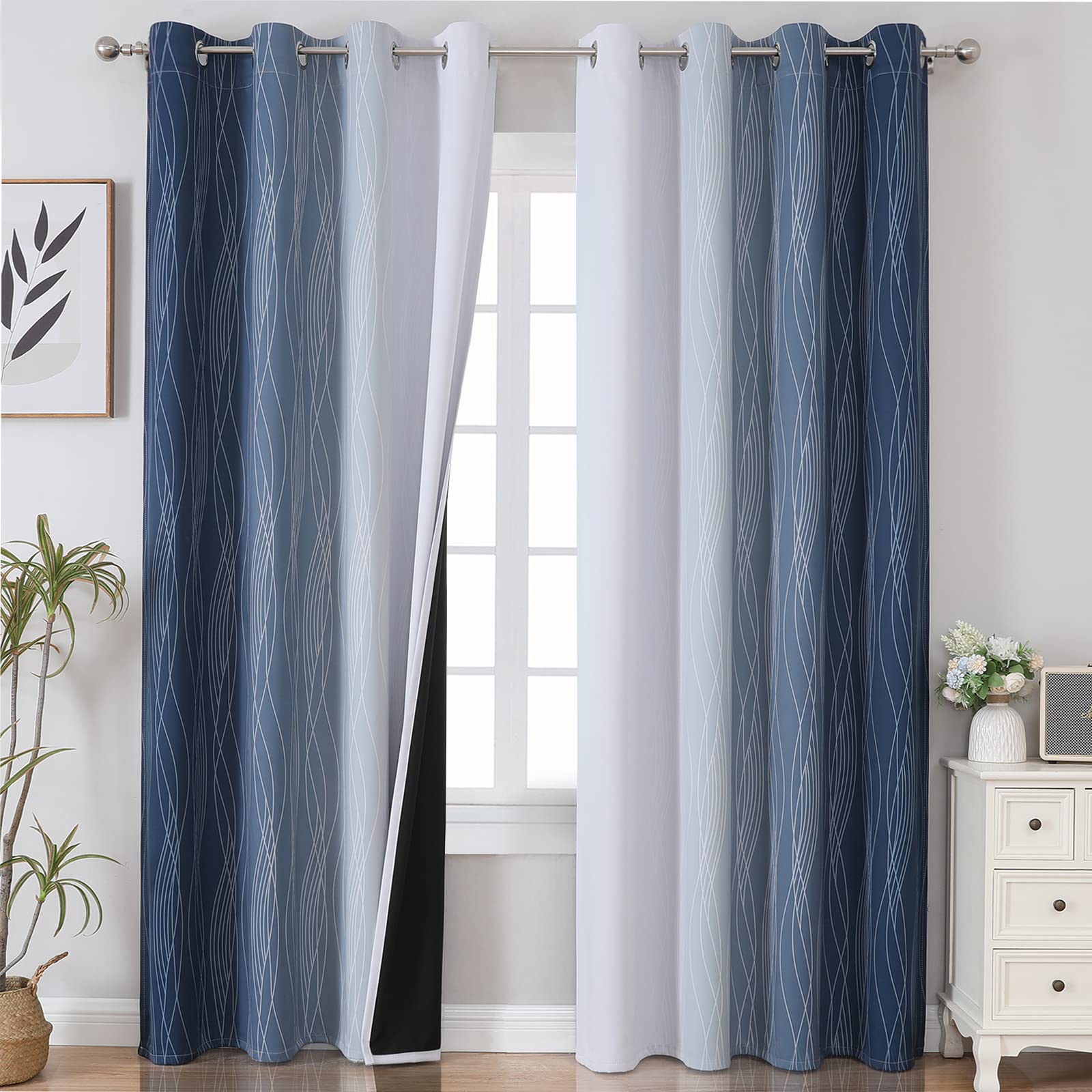 Estelar Textiler front view of ombre panels showing modern style and room-darkening benefit