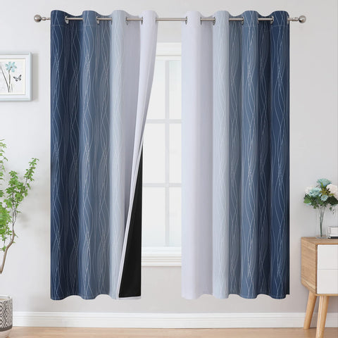 Estelar Textiler front view of navy and greyish white panels showing modern ombre benefit