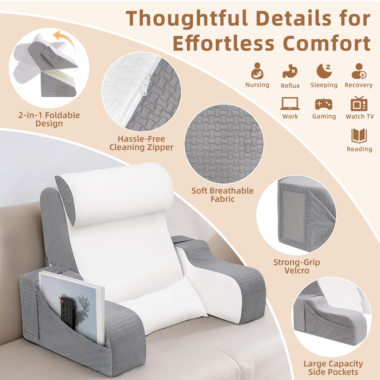 ESUERDO zippered cover unzipped for easy removal and cleaning