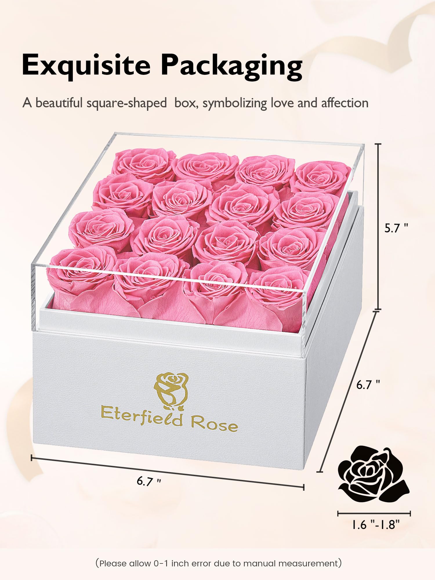 Eterfield clear acrylic lid and label on box highlighting protective display and ready-to-gift benefit
