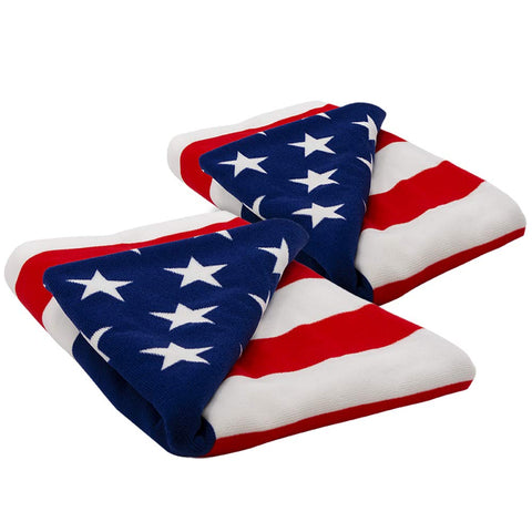 Eternal Living towel front flat with flag design showing vibrant colors and quick-dry benefit