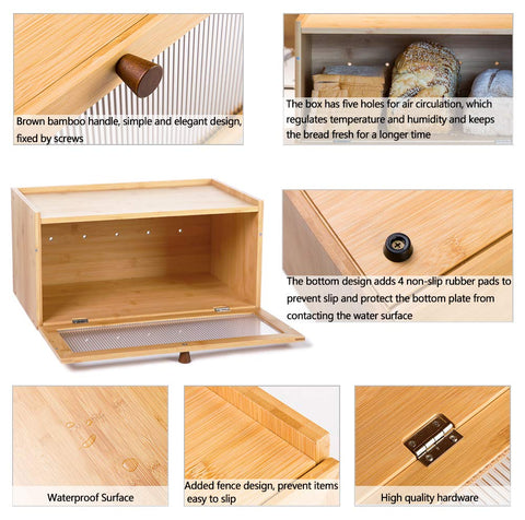 ETMI bamboo bread box on kitchen counter demonstrating tidy aesthetic and usefulness