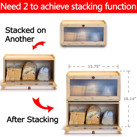 ETMI bamboo bread box open with loaves illustrating large capacity and easy access