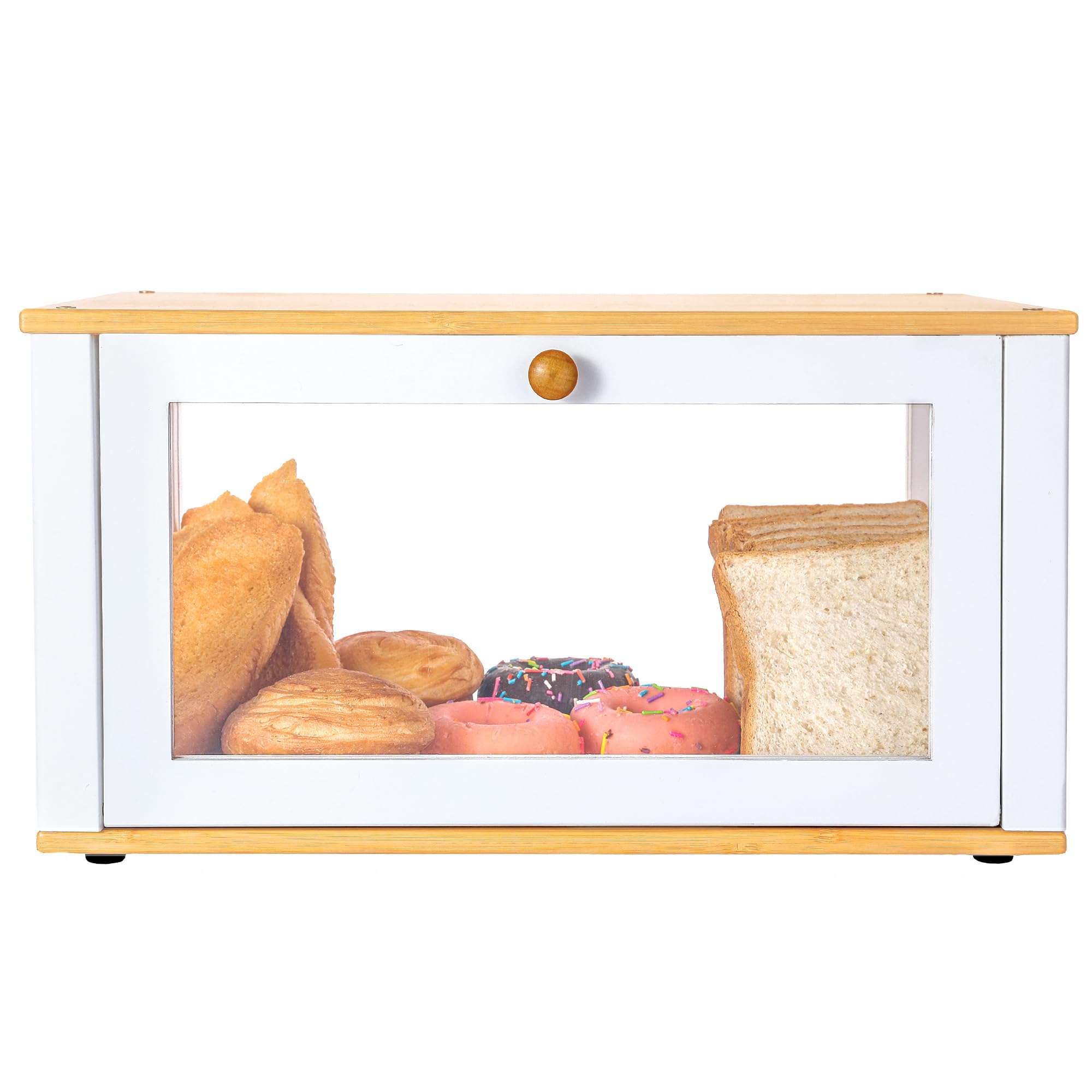 ETMI front view of bread box showing neat pastry display and counter protection