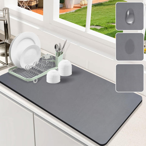 Etomiel front view showing grey drying mat and ample drying area benefit