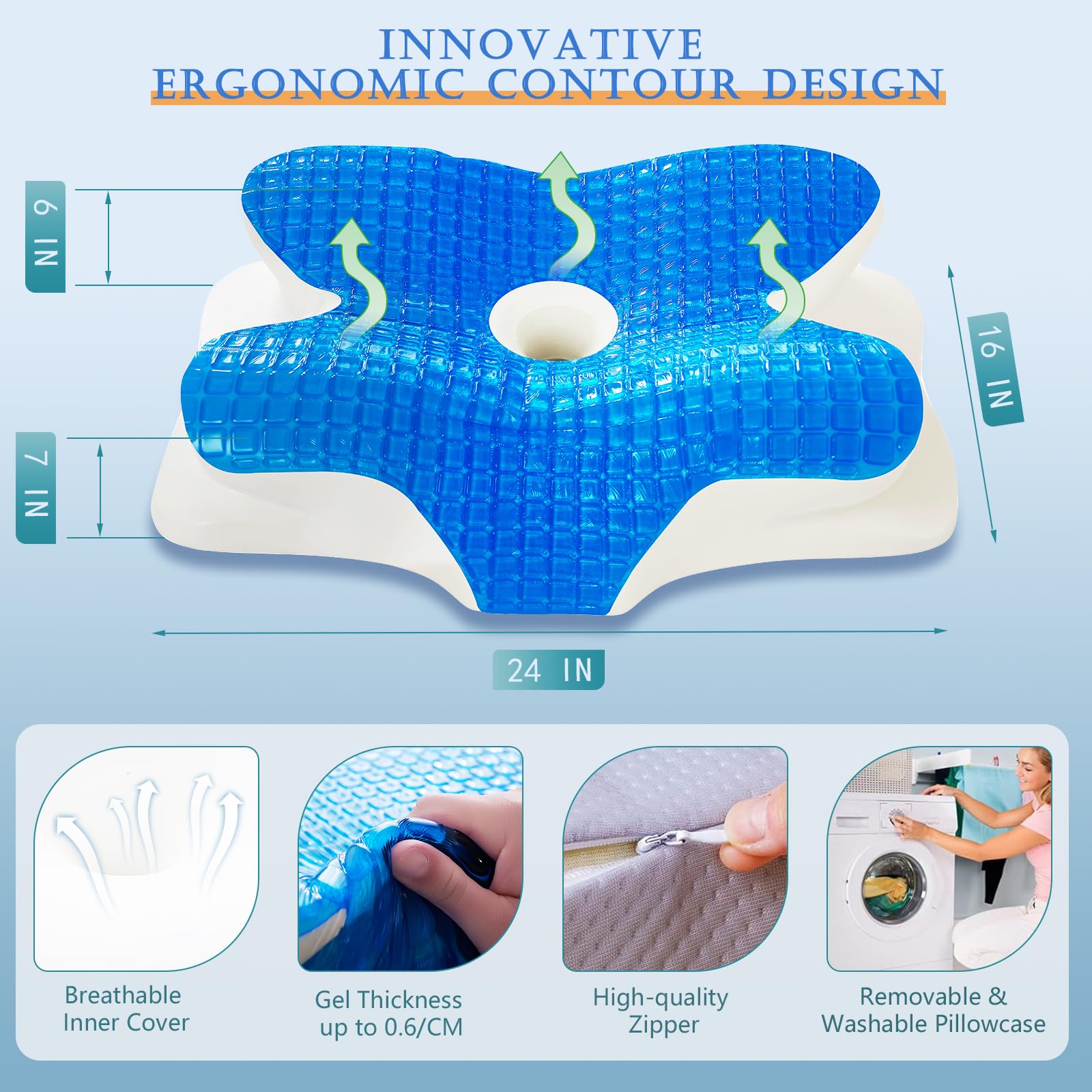 EUCIOR removable zippered cover detail for easy cleaning and breathable fabric