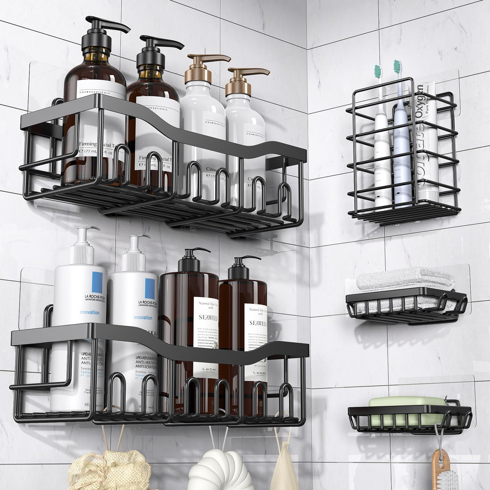 EUDELE front view of all five rustproof shelves showing compact storage benefits