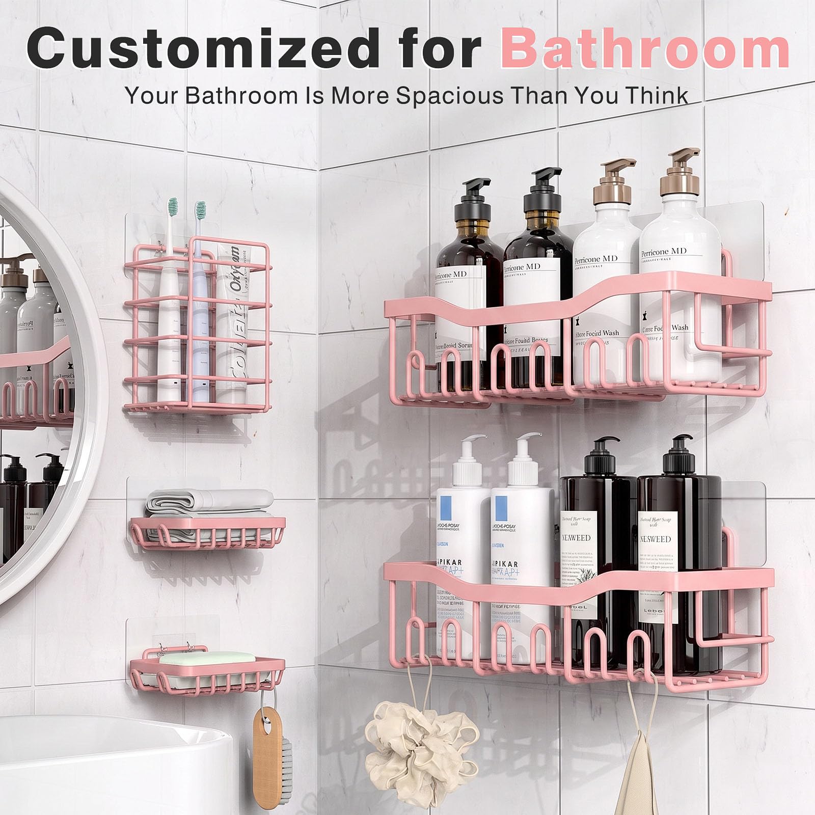 EUDELE soap holder detail highlighting rounded edges and easy-clean benefit