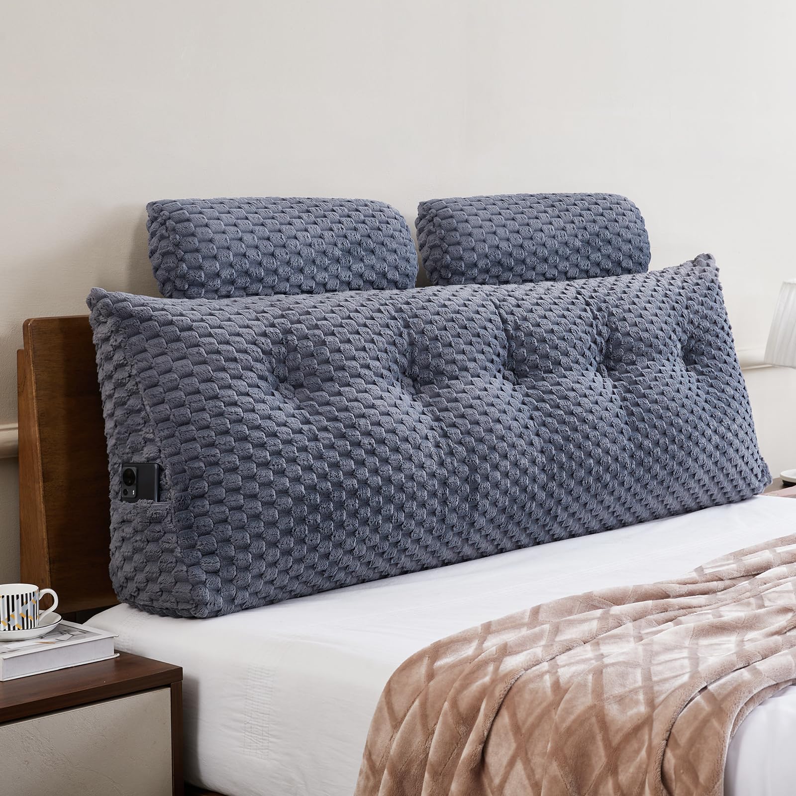 EUHAMS headboard pillow front view showing full-width support and improved comfort