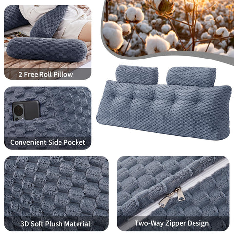 EUHAMS headboard pillow in bed lifestyle scene enabling relaxed reading and work