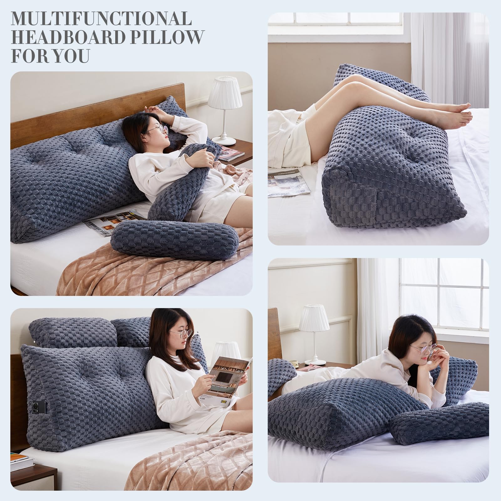 EUHAMS pillow size scale comparison on queen mattress showing full coverage
