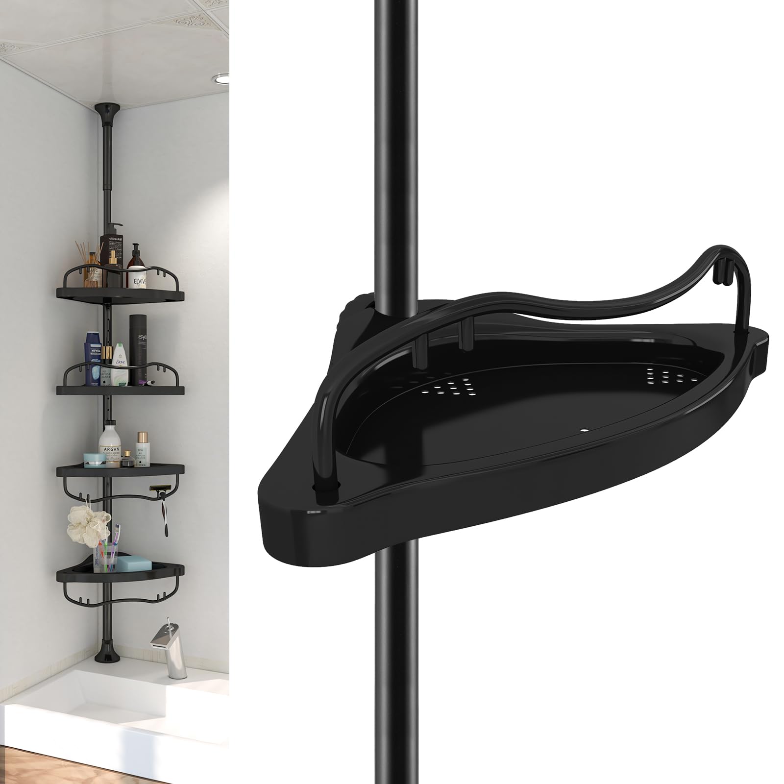 EUIJOIP front view showing four adjustable shelves and stable corner storage