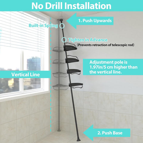 EUIJOIP stainless-steel pole and ABS shelves illustrating rust resistance