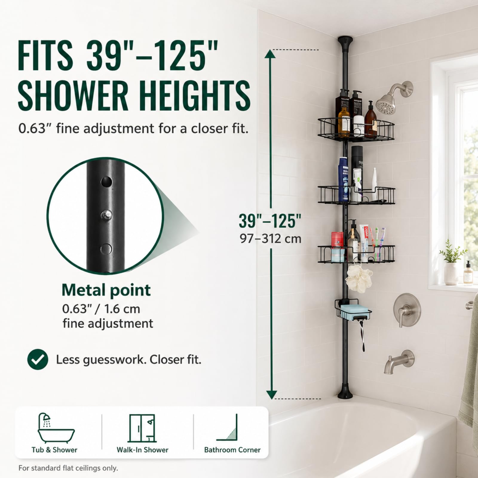 EUIJOIP pole locking nut and non-slip cap for secure floor-to-ceiling hold